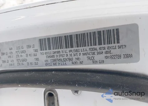 2018 Ram 1500 Laramie 4X4 5'7 Box from USA, damaged, VIN 1C6RR7NM0JS247842